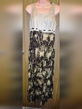 Vintage 90's All That Jazz Maxi Dress Beige Floral Cottagecore Fairy Size mEx